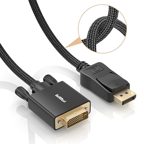 BolAAzuL Cable DisplayPort a DVI de 1.6 pies, cable adaptador trenzado DP a DVI-D macho de un solo enlace 1080P Ultral corto 0.5M para HP Dell BolAAzuL Cable DisplayPort a DVI de 1.6 pies, cable adaptador trenzado DP a DVI-D macho de un solo enlace 1080P Ultral corto 0.5M para HP Dell
