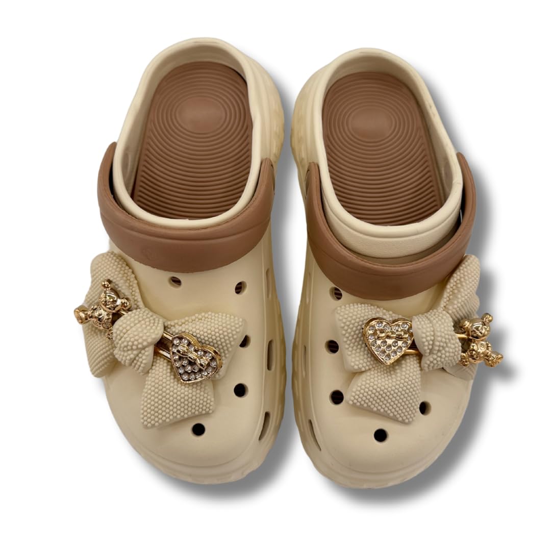 SUNSEA Shoes Zuecos Mujer con Plataforma Air Cushion, Diseño de Lazo/Llavero de Oso. Zuecos Sanitarios Amortiguación de Aire