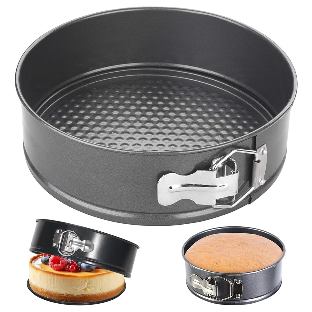 huiziyi 8 Inch Non-Stick Cake Tin for Baking with PTFE, PFOA and BPA Free Non Stick, Round Spring Form Cake pan with Loose Base for Easy Release, Fridge and Freezer Safe