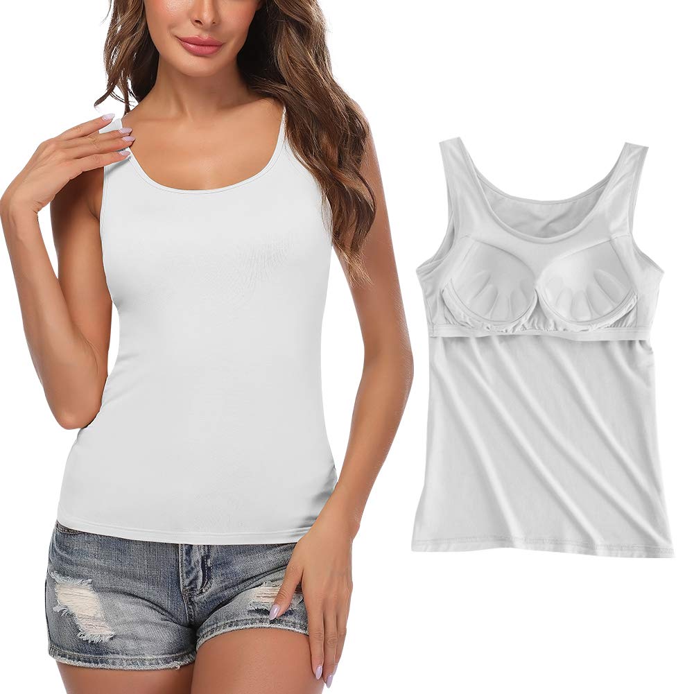 STARBILD Canotte da Donna con Reggiseno a Mensola Incorporato Cinghia Ampia Canottiera Senza Maniche Canotta Imbottita di Base per Un Abbigliamento Casual Quotidiano