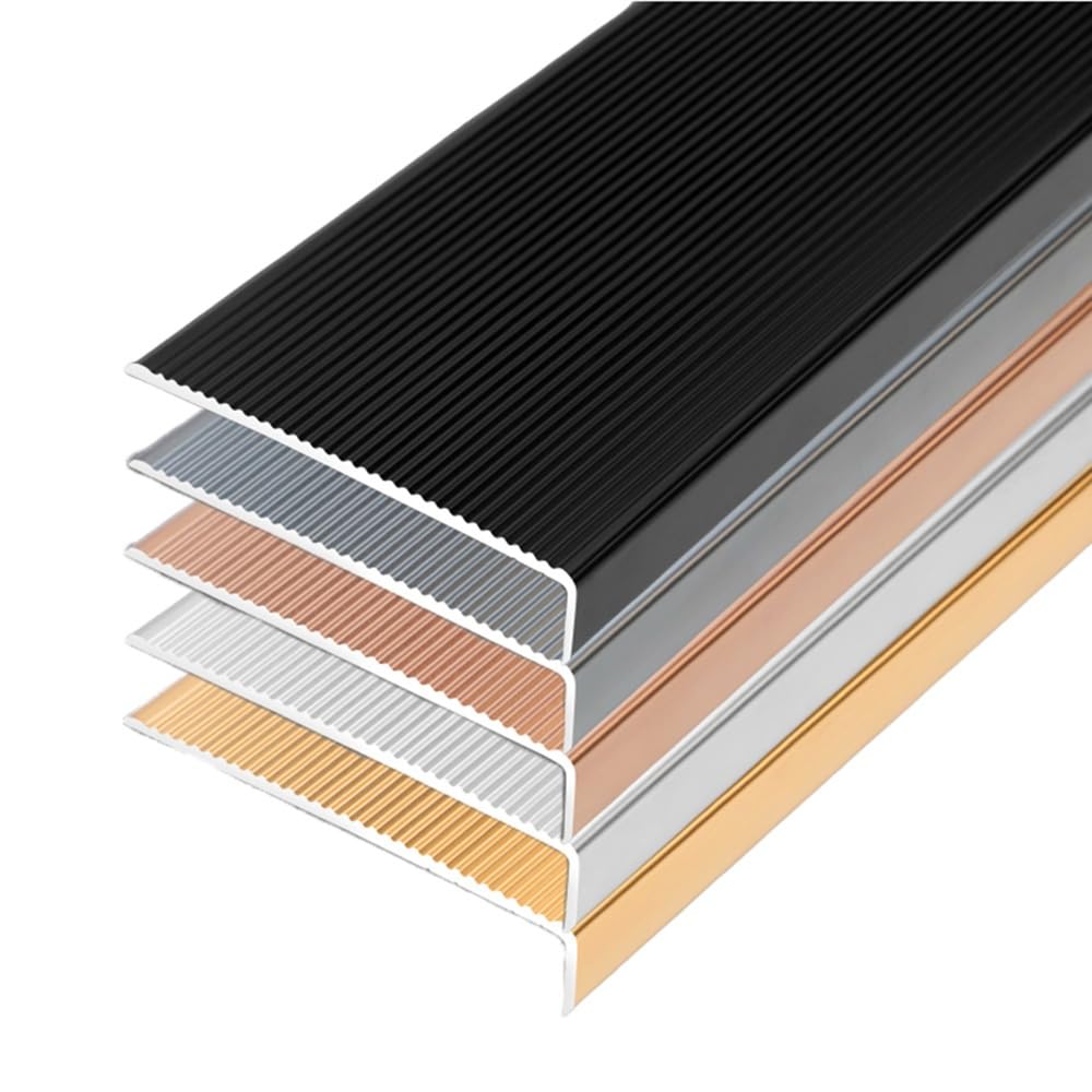 Rutschfester Metall-Treppenkantenschutz Trim4, breite L-förmige Profilleiste für sichere Treppen und Kanten, langlebiger Trittschutz für Zuhause und Büro