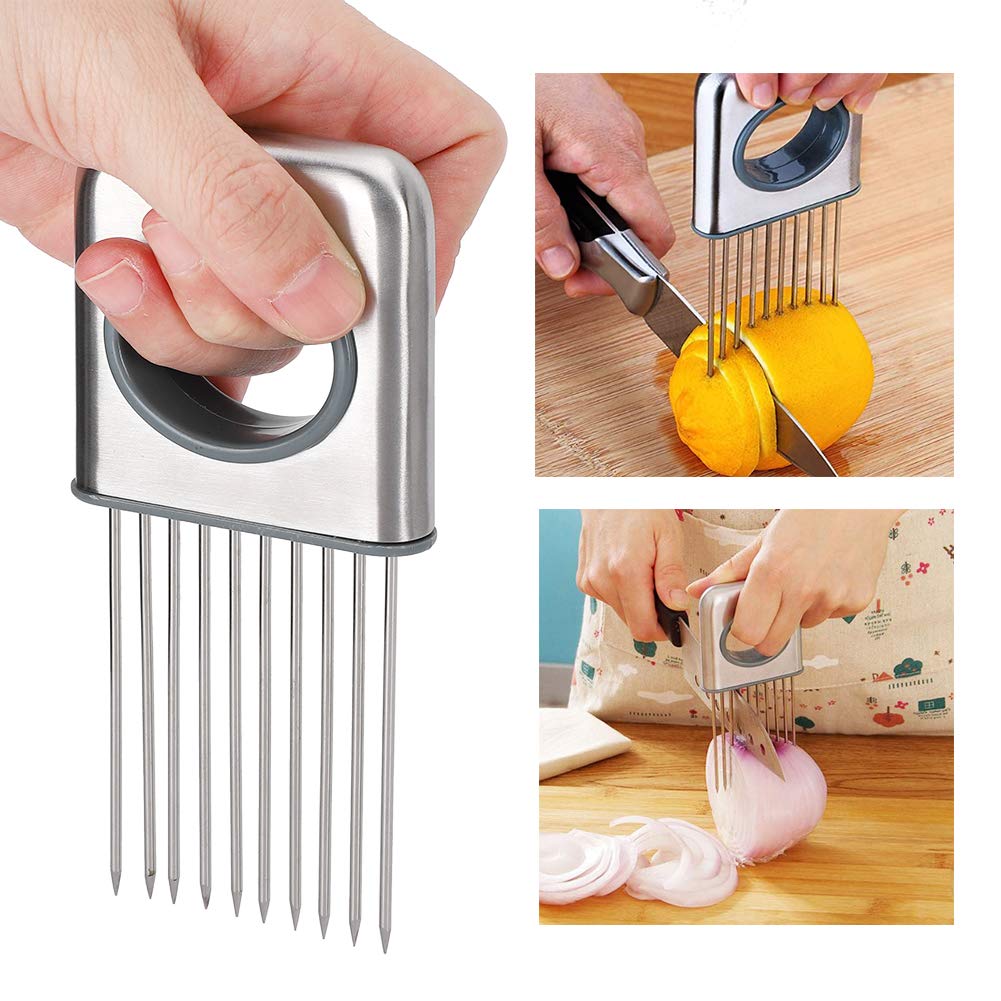 Omabeta Porta Cipolla Universale In Acciaio Inossidabile, Affetta Cipolle, Carne, Frutta E Verdura, Dimensioni 14x6,5x1,5 Cm, Multifunzionale