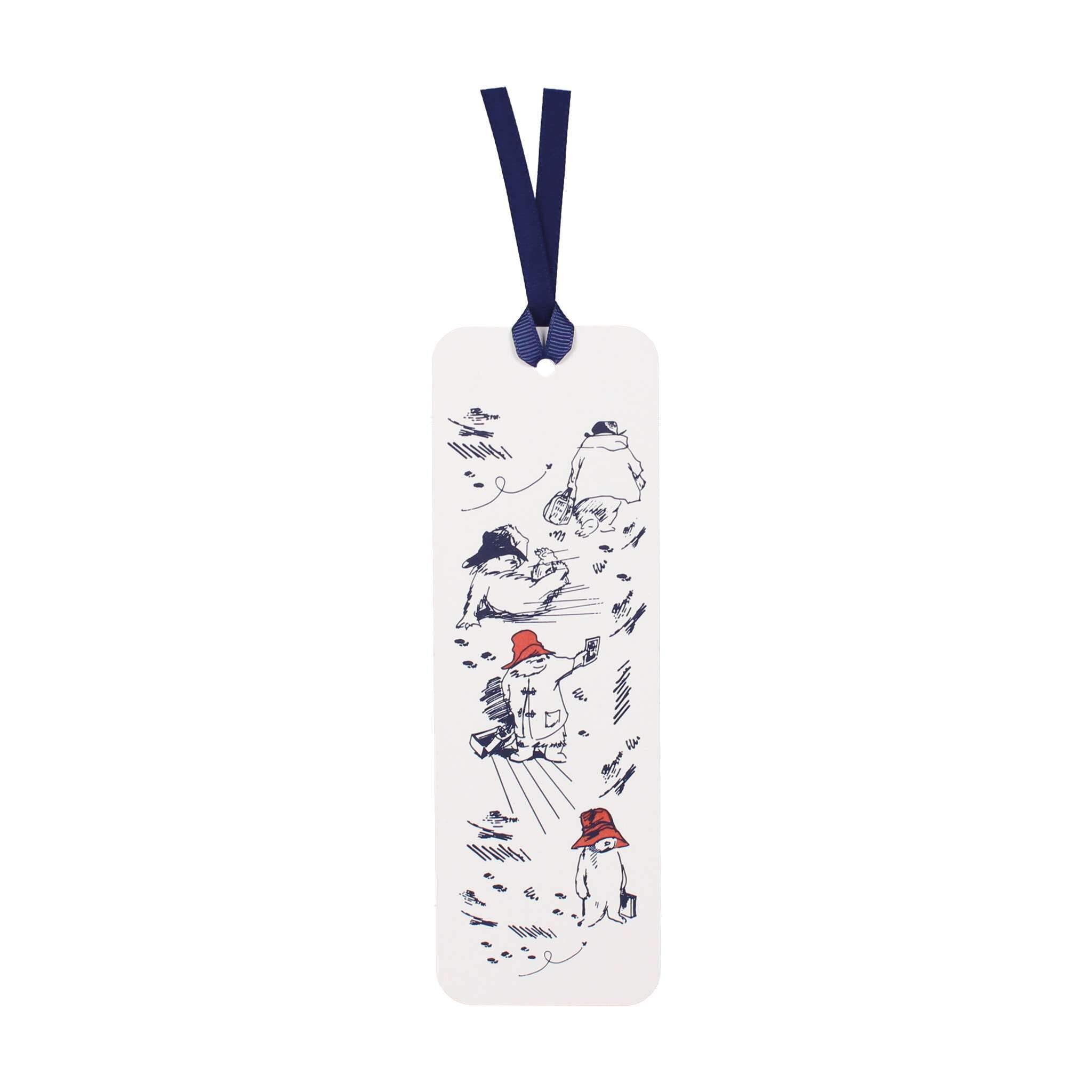 Half Moon Bay | Paddington Bear | White FSC Paper Bookmark | Vintage Sketch Book Page Place Keeper with Ribbon 8x3 Inch | Official Merchandise | Heartwarming British Novelty Gift for Children