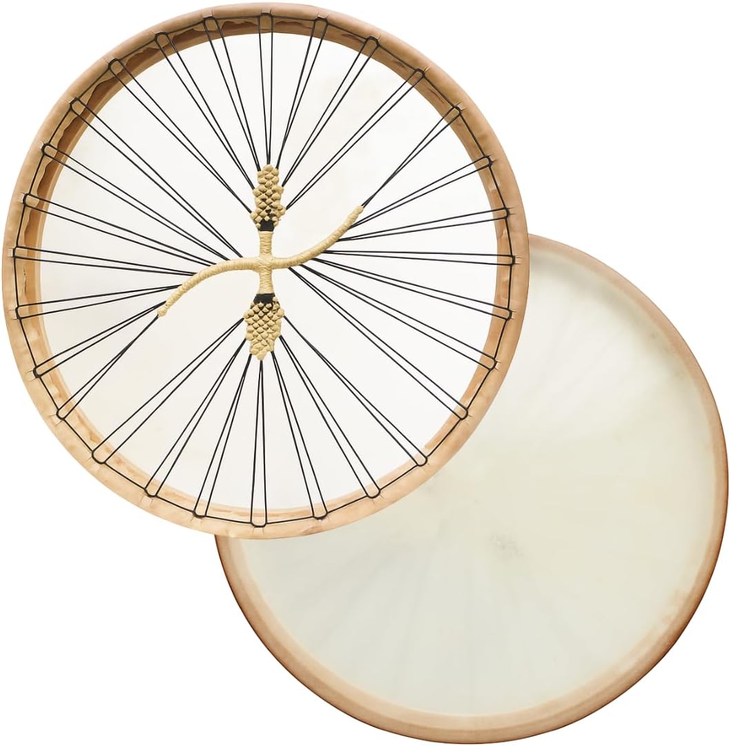 ARAW American Shamanic Native Drum, Bison Natural Hide, Cedar Wood Frame, Handmade Drum (16 Inches Diameter X 2.5 Inches)