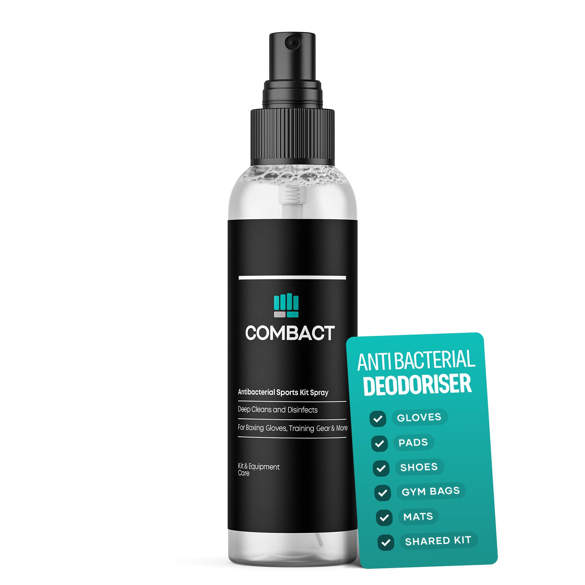 COMBACT Anti Bacterial Boxing Glove Deodoriser Spray | Glove Disinfectant & Sports Kit Cleaner for Pads, Shoes, Mats & Gym Bags | Kills 99.9% of Germs, Floral Scent, 150ml