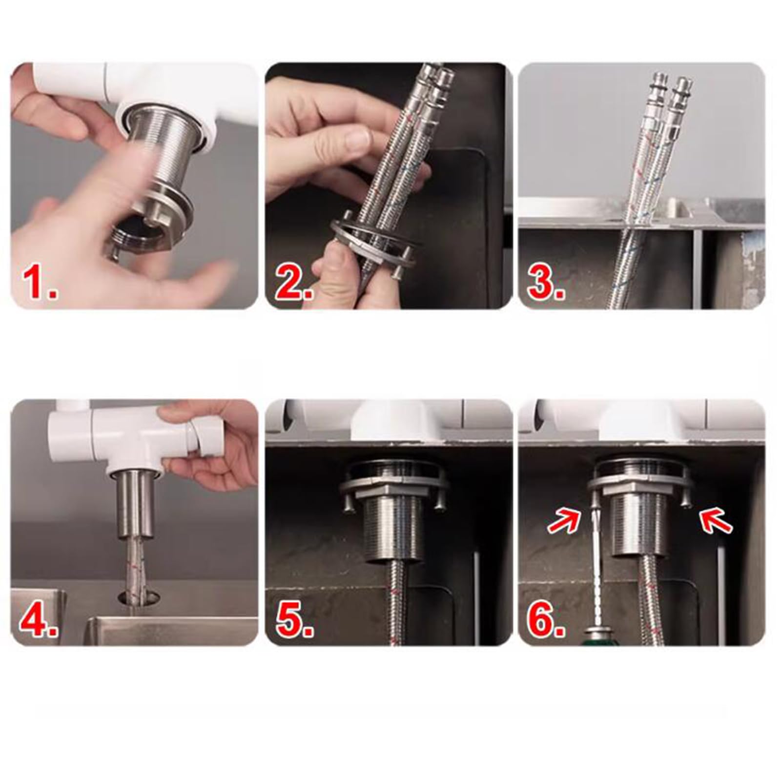 Grifo Cocina Abatible bajo Ventana Gris Grifo Fregadero Cocina Abatible Acero Inoxidable-Gris
