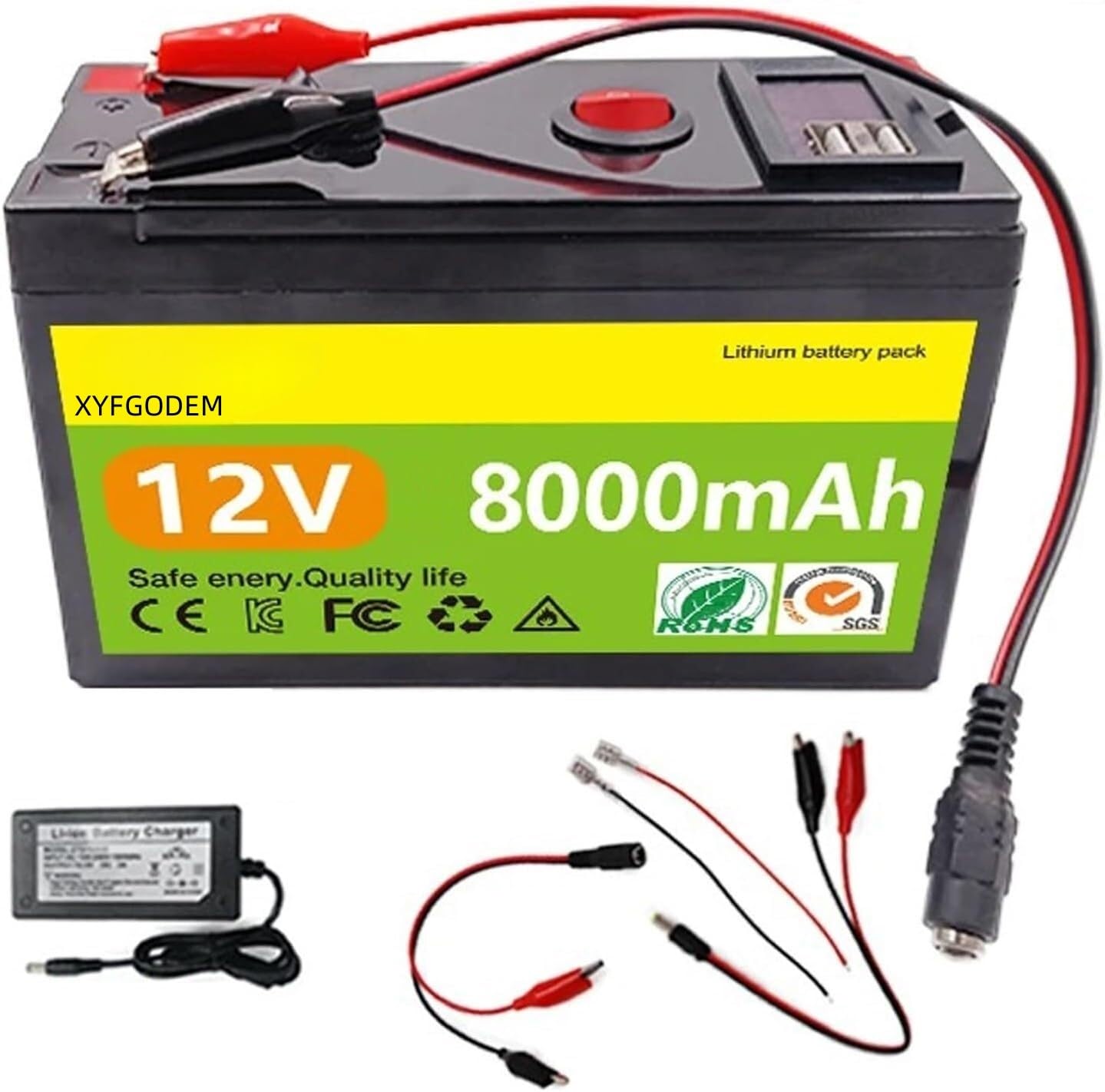 Batería Litio 12 voltios 6Ah 8Ah 10Ah Recargable Iones con Sistema de gestión (BMS) para patinetes Infantiles iluminación Emergencia y Kits Repuesto para Luces solares
