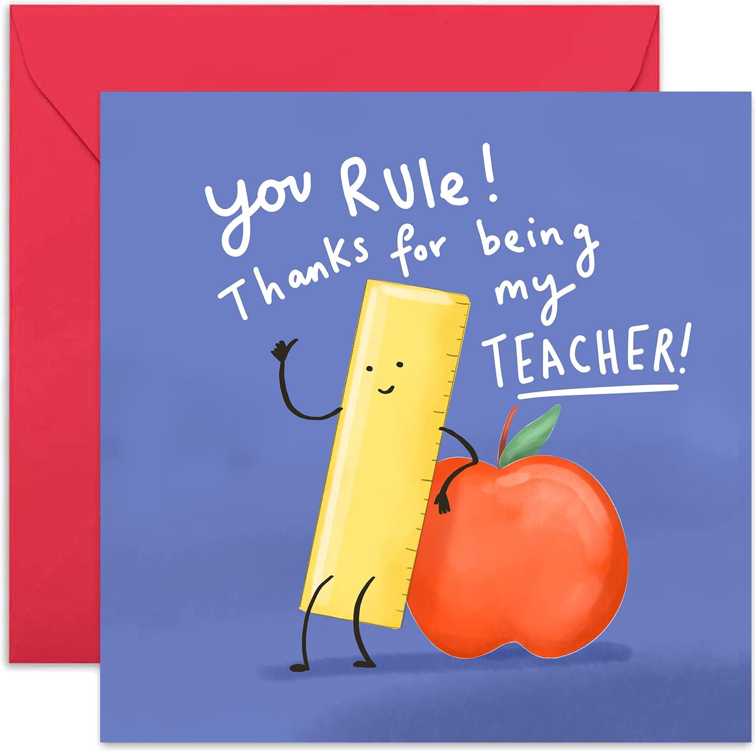 Old English Co. You Rule Thank You Teacher Card - Funny Cute Greeting Card to say Thanks | School, Nursery, Teachers Assistant | Blank Inside &
