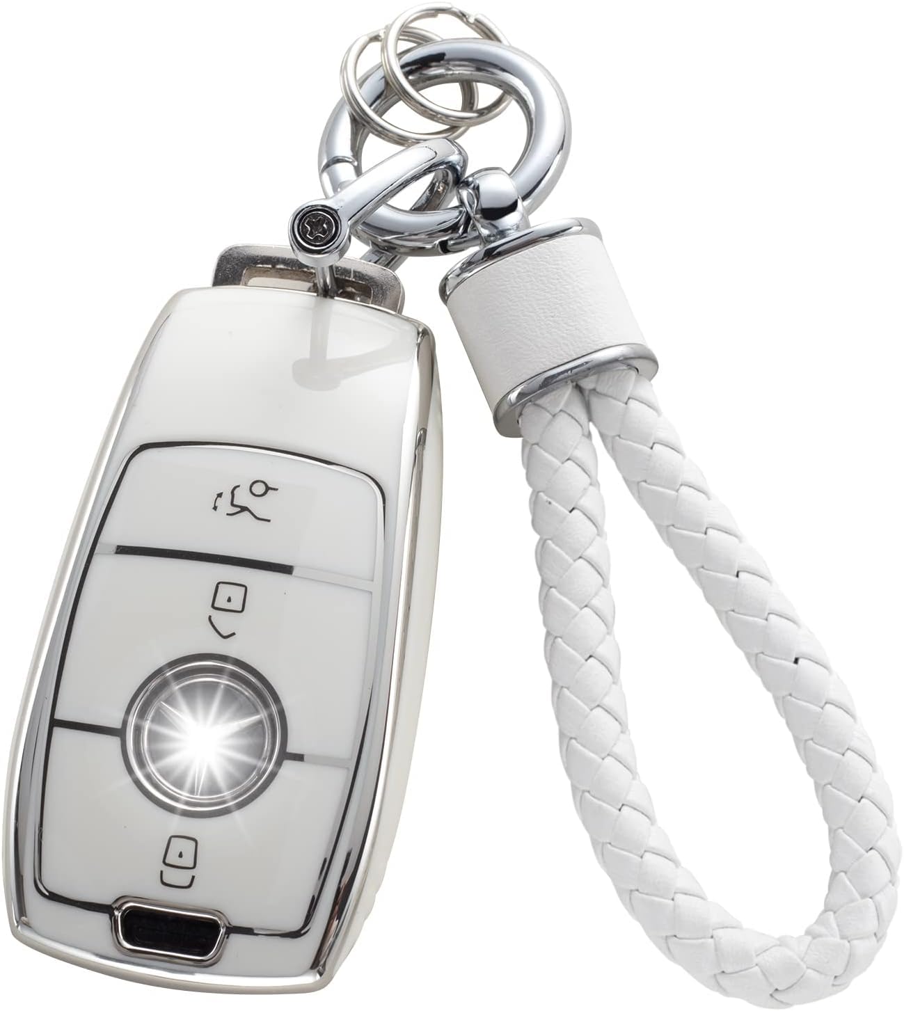 7Cylinder Compatible with for Mercedes Key Fob Cover with Keychain, Soft TPU Key Case Protection Fit for Benz 2019-2023 A-Class C-Class G-Class 2017-2023 E-Class S-Class