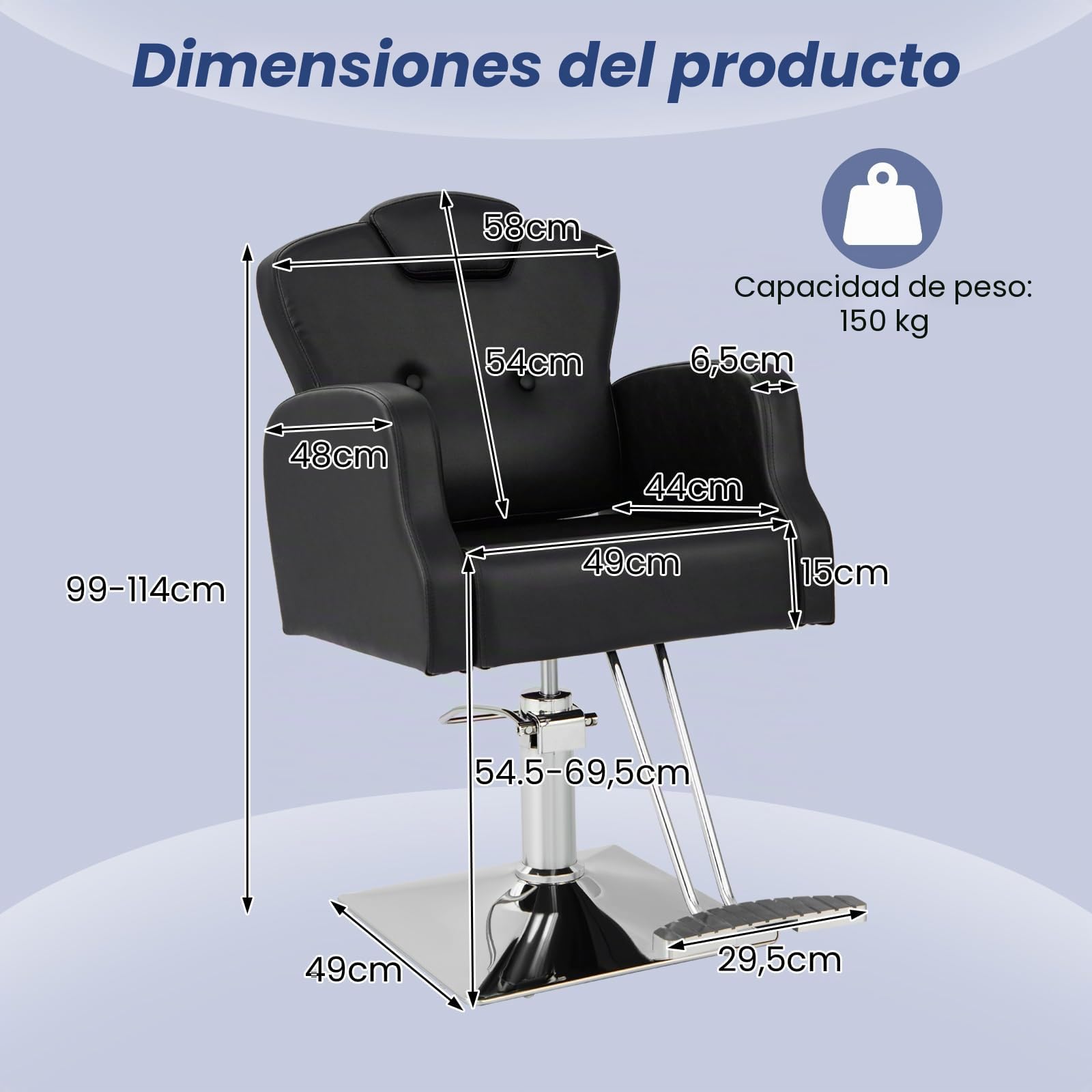 GOPLUS Silla de Peluquería con Bomba Hidráulica, Silla de Barbero Moderno Giratorio 360 ° con Asiento Ajustable, Reposacabezas, para Salón de SPA y Belleza, Barbería, Carga 150 kg, Negro