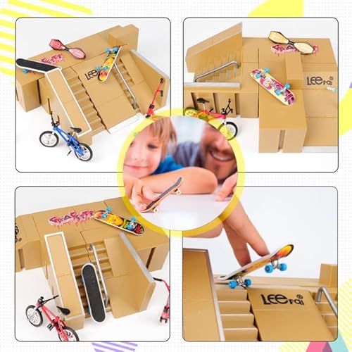 M.a.k Fingerboard Skatepark Set 14Pcs Finger Skateboard Ramp 5Pcs With 9Pcs Mini Finger Toys Including Finger Skateboards, Finger Bike, Fingerboard Skate Park, Finger Skateboard Set For Kids Gift #TOP3