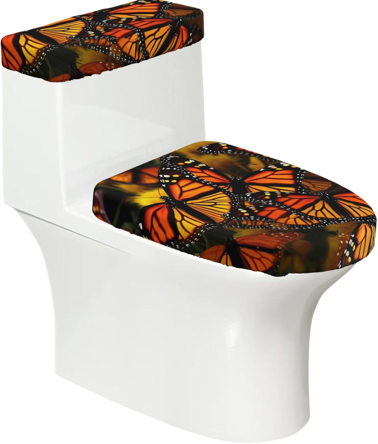 Aircraft Carrier Toilet Tank Cover And Toilet Lid Cover Set Stretch Bathroom Toilet Lid Seat Cover