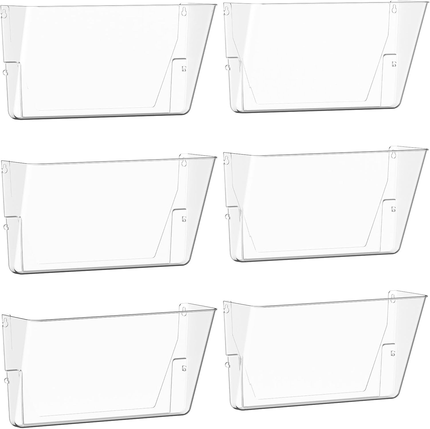 6 Pack Clear Acrylic Single Pocket, Plastic Hanging Wall Mount File Holder for Office Home, Clear Clear pack6