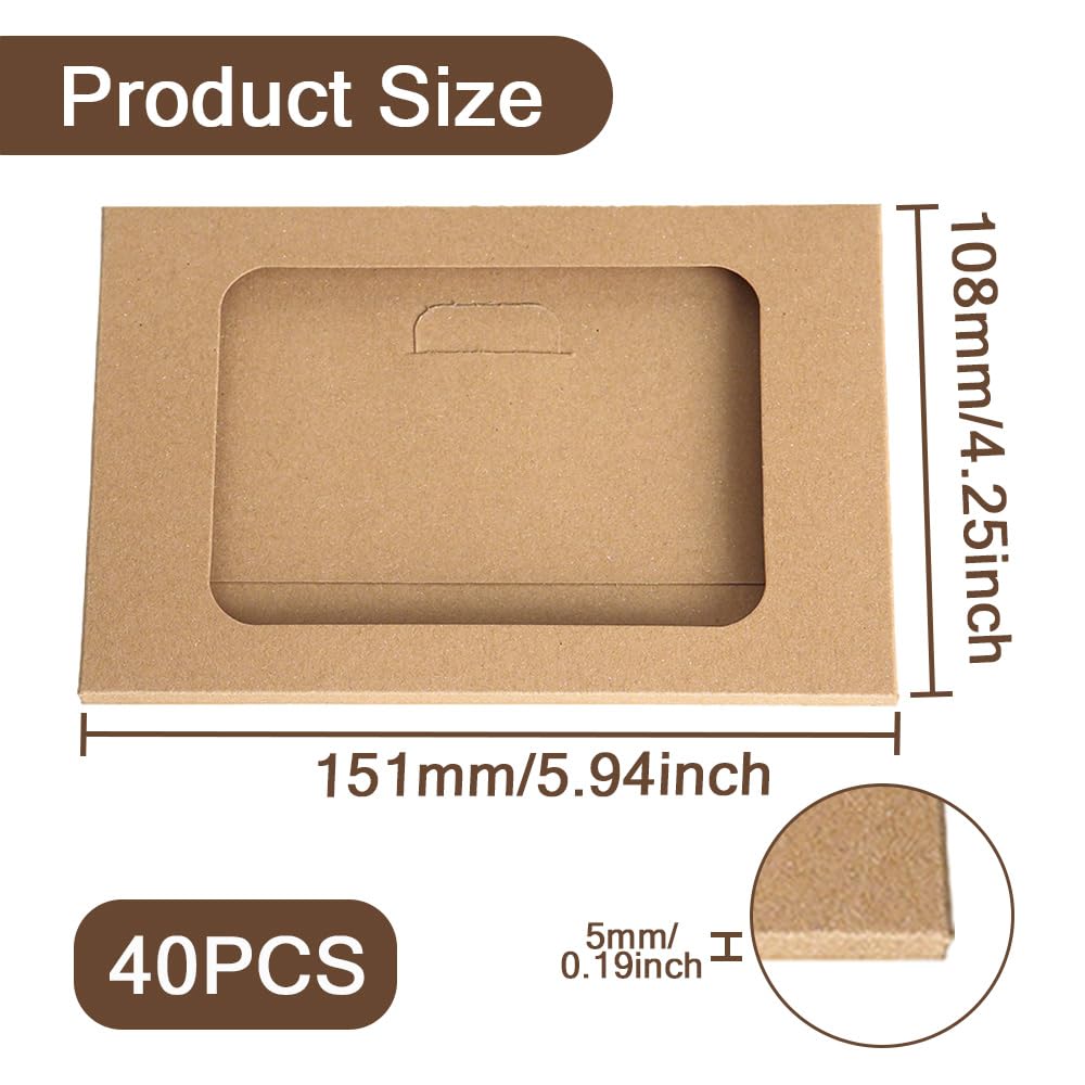 ONEBO 40 Pcs 15.1 x 10.8 x 0.5 cm of Postcard Packaging Box, Kraft Paper Box, Postcard Protection Sleeves A6 with Window - Image 2