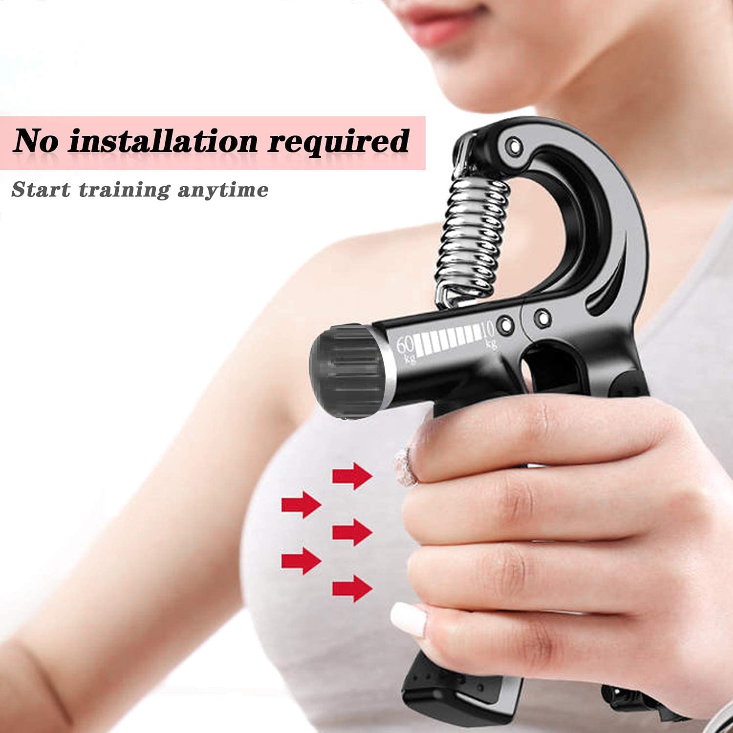 ANSIEDIO Hand Grip Musculation 10-60kg Ajustable Avec Comptage - Renforcez Vos Avant-Bras