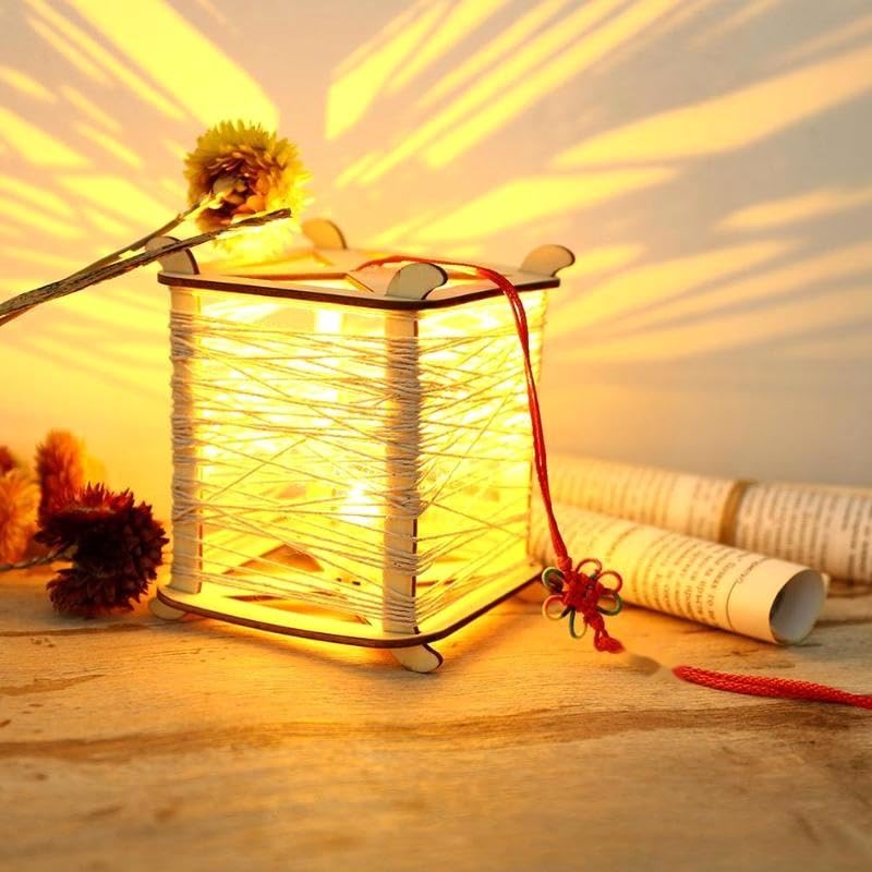 DIY Lantern Rope Hanging LED Light Pentagon Chinese Knot Crafts Luminous Ornaments Hanging Ornaments LED Lighting