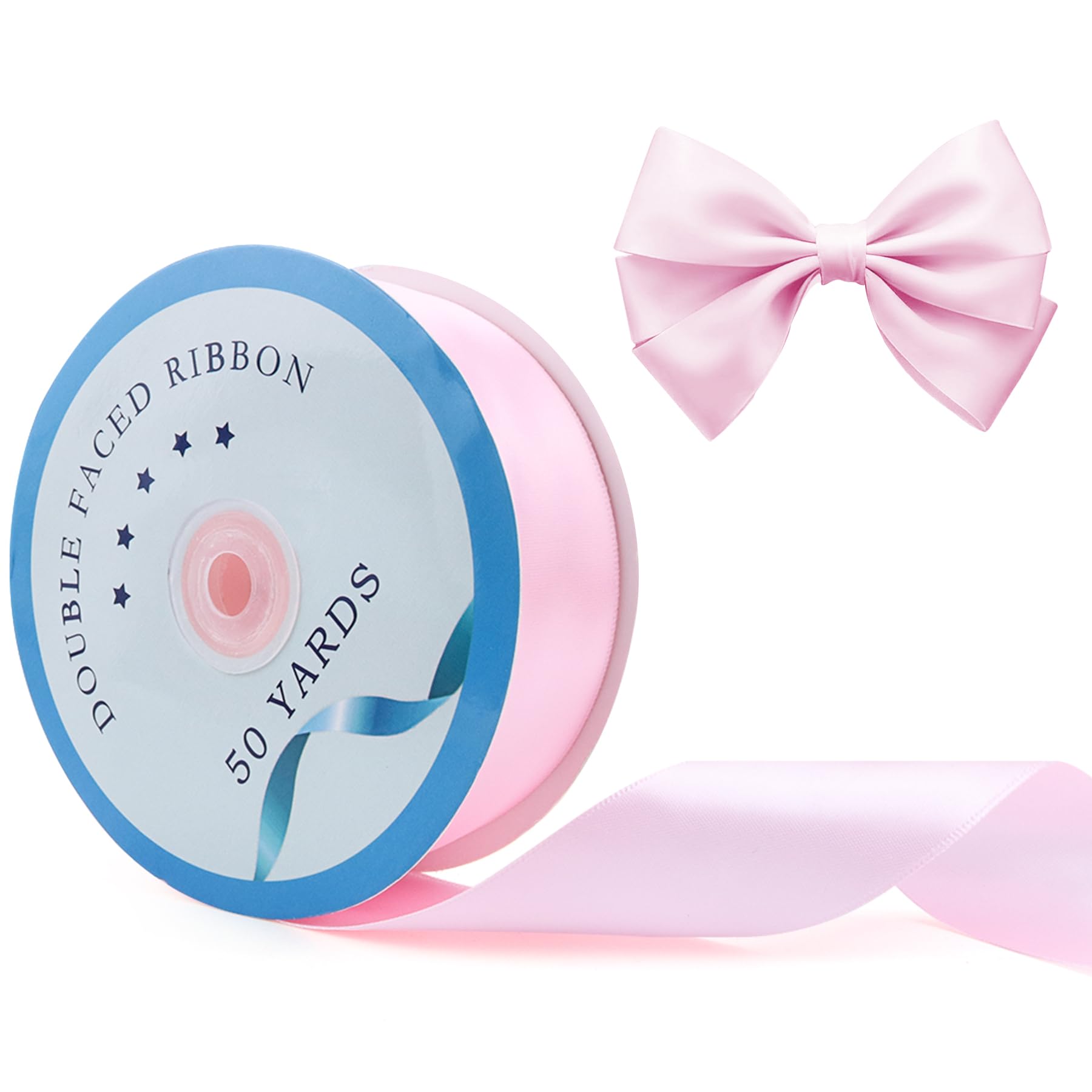 Double Sided Satin Ribbon 1.5 Inch 50 Yards, Premium Polyester Ribbon for Gift Wrapping, Wedding Bouquets, Bow Making, Hair Crafts, Valentine's Day & Party Decorations (Pink)