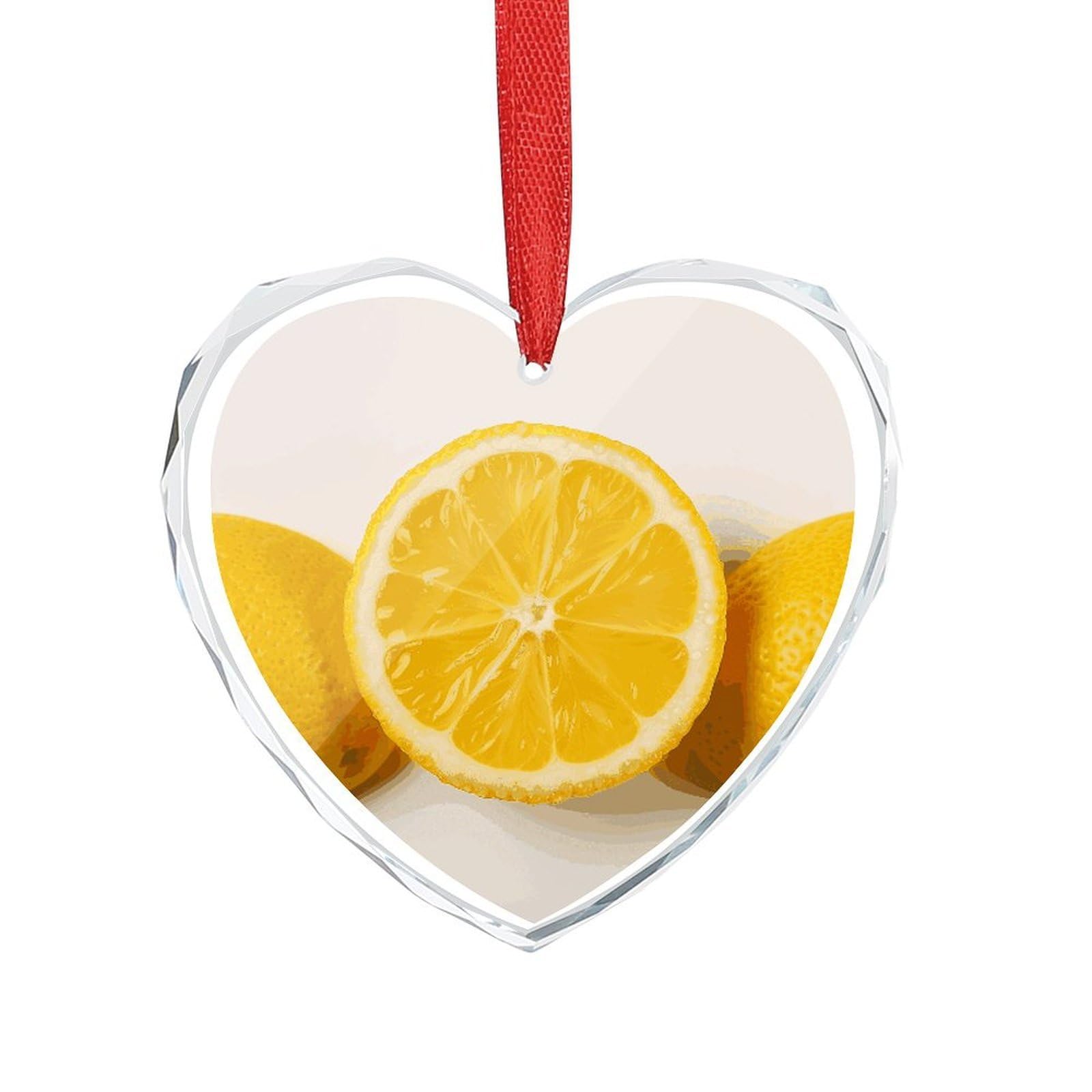 Summer Lemon Engagement Gifts for Couples, Glass Ornaments Just Married Bridal Shower Decor, Heart Keepsake Decor for Bride & Groom
