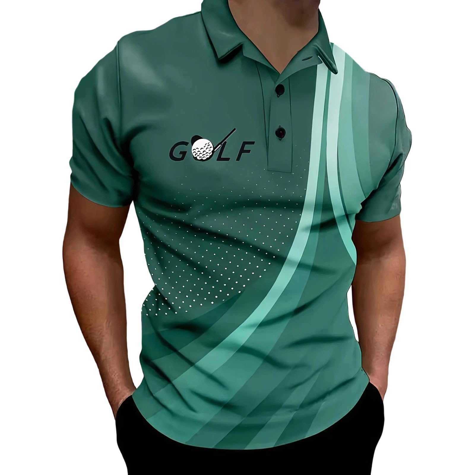 Men's Golf Polo Shirt T-Shirt Gradient Plaid Party Casual Short Sleeve Shirts Quick Dry Moisture Wicking Athletic Shirt — view 13