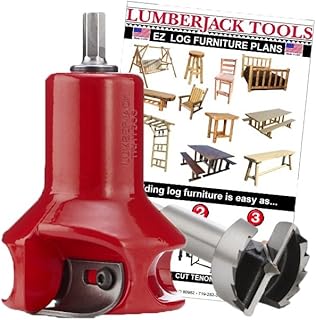 Lumberjack Tools Tenon Cutter Kit for Log Furniture, 1.5" Cutter & Forstner Bit, Home Series Powder Coated Aluminum, 1/2" Shank, Dual Blades Create a Radius Shoulder Profile, Made in USA