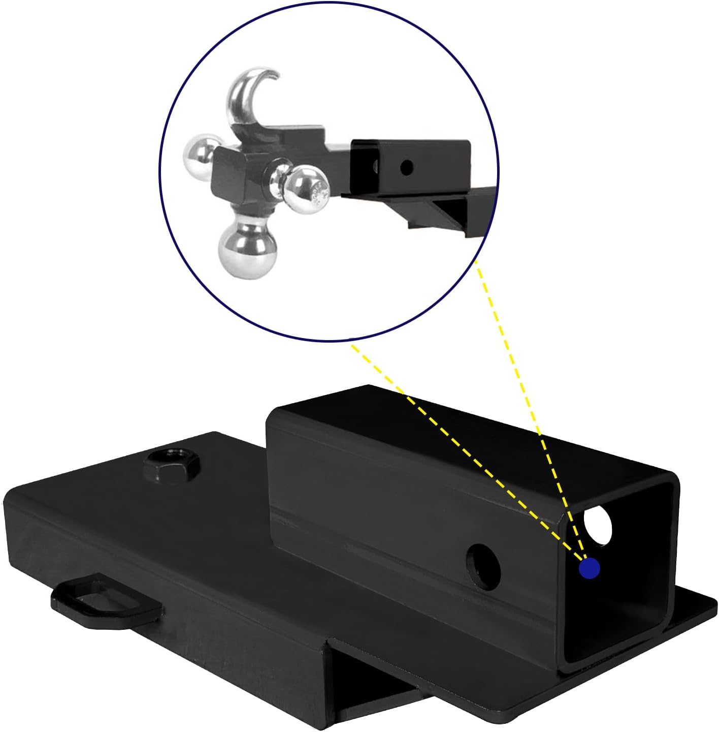2" Forklift Trailer Hitch Receiver Attachment Pallet Forks Towing Adapter with Chain (Black)