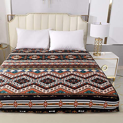 Image of Bedding Fitted Sheet with Deep Pocket Mattress Cover Sheets,Boho Design Printed Fabric Bed Sheets (Brown(Boho), Full)