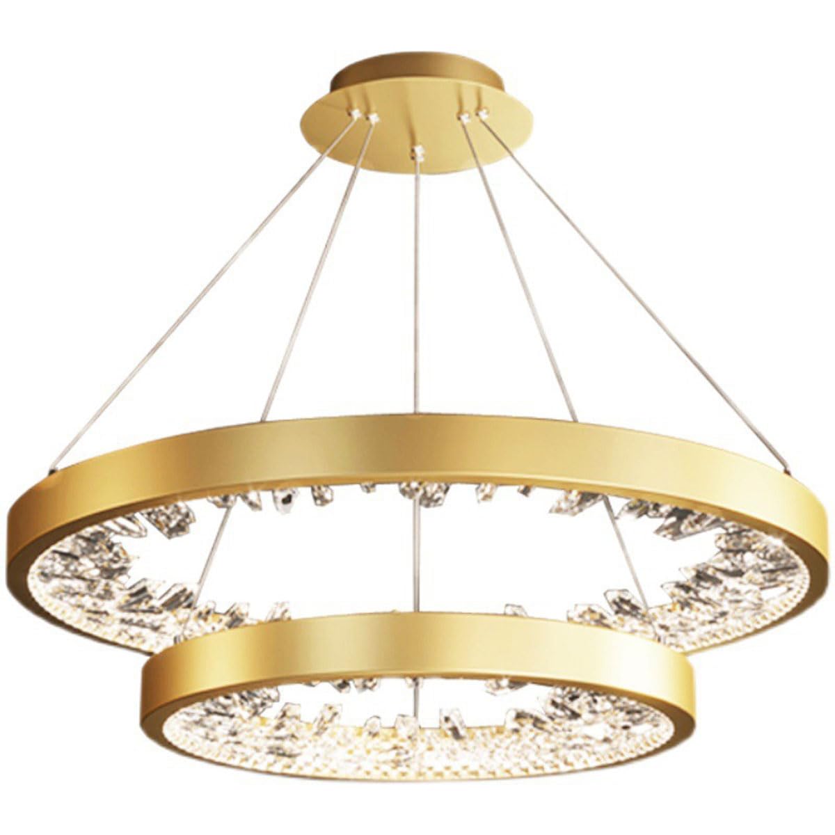 Lampe suspendue dorée à 2 anneaux LED pour illuminer votre îlot de cuisine avec style