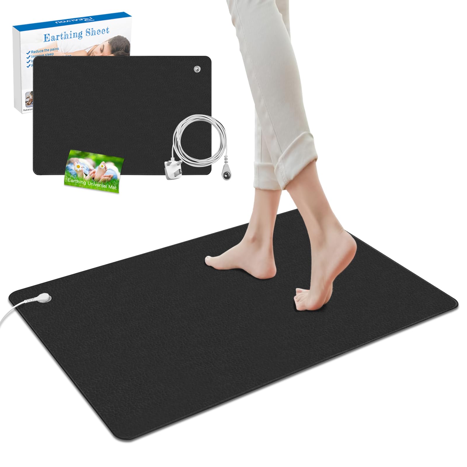 BritPick Grounding Mat Earthing UK for Improved Sleep, 60x100cm Earth Mat Grounding sheet for Improved Sleep, Reduced Anxiety, Pain, Inflammation, Headache Relief, Balance (60X100CM)