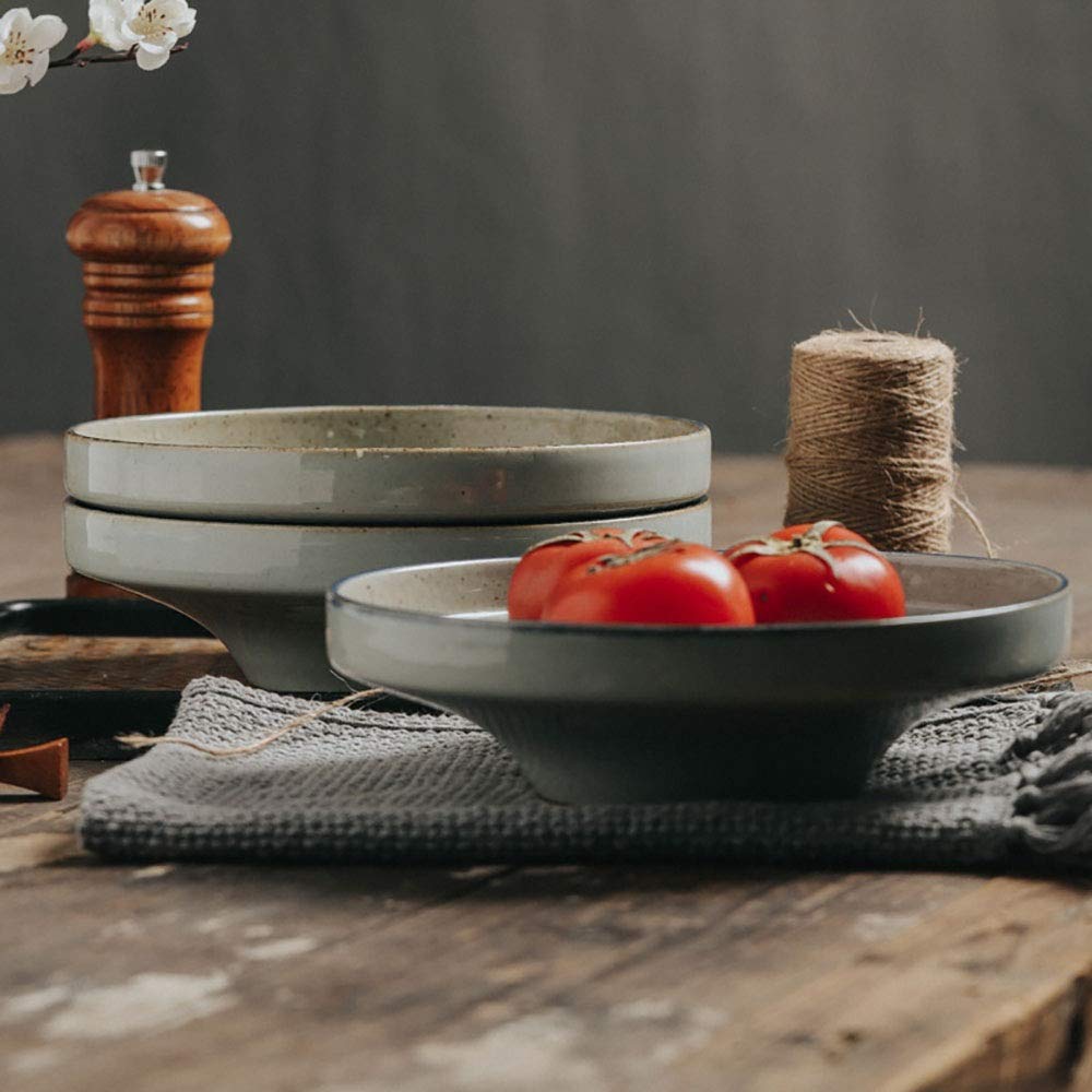 2 Miski Do Sałatki, Retro, Ceramiczne, Wysokie, Ręcznie Malowane, Niebiesko-Białe, Z Falistą Nicią, Zastawa Stołowa