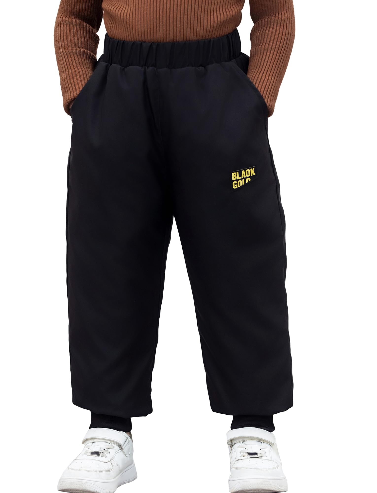 Maeau Pantalones de plumón para niños, cálidos, para la nieve, para niños, niñas, acolchados, ligeros, con bolsillos, 104-164