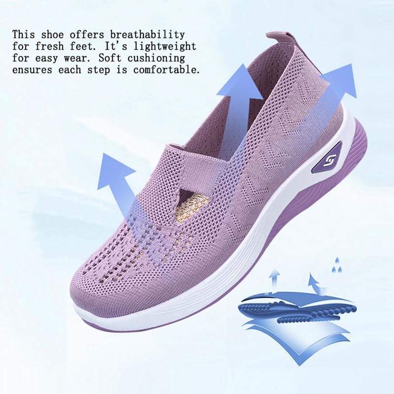 AioTio Women's Breathable Woven Walking Shoes,Slip-on Comfortwear Lightweight Anti-Skid Sneakers,Upgraded Comfortable Insole - Image 3