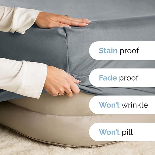 Miniatura 4 de CGK Unlimited Sábanas Bajeras 21 pulgadas, Microfibra, Blanco, King