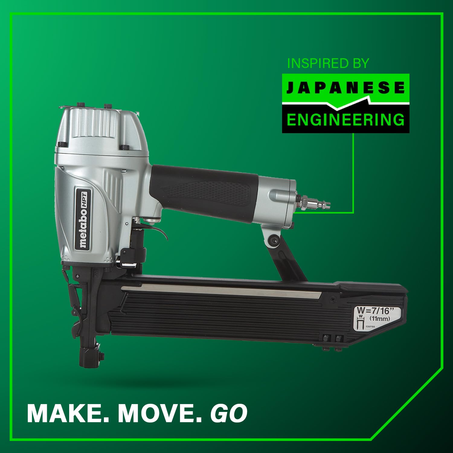 Metabo HPT N5008AC2 Agrafeuse à couronne standard de 7/16", cloueuse pneumatique Pro-Preferred, outil de construction pour terrasse de toit et installation de sous-sol, agrafeuse électrique de calibre
