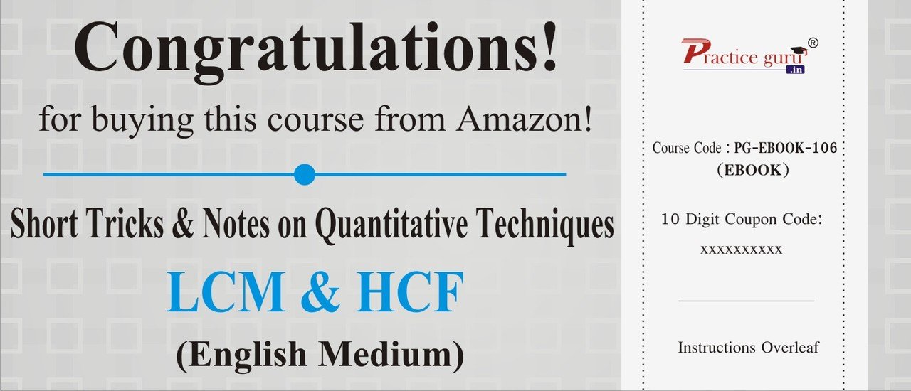 Practice Guru Short Tricks and Notes on Quantitative Techniques - LCM & HCF (Activation Key Card)
