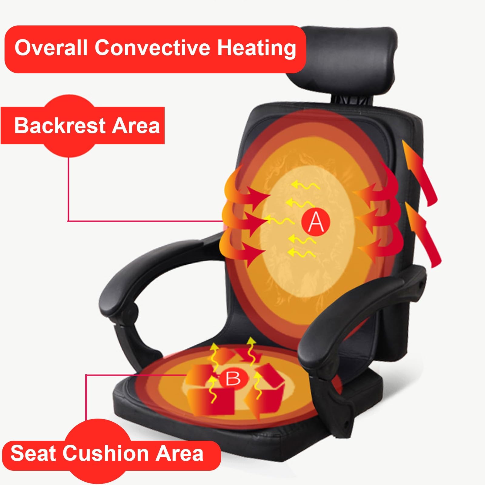 Almohadillas Electricas, Esterilla Electrica con 7 Ajustes de Temporizador y 6 Niveles de Temperatura, Esterilla Calor para Sillas de Oficina, Hogar y Exteriores(Black)