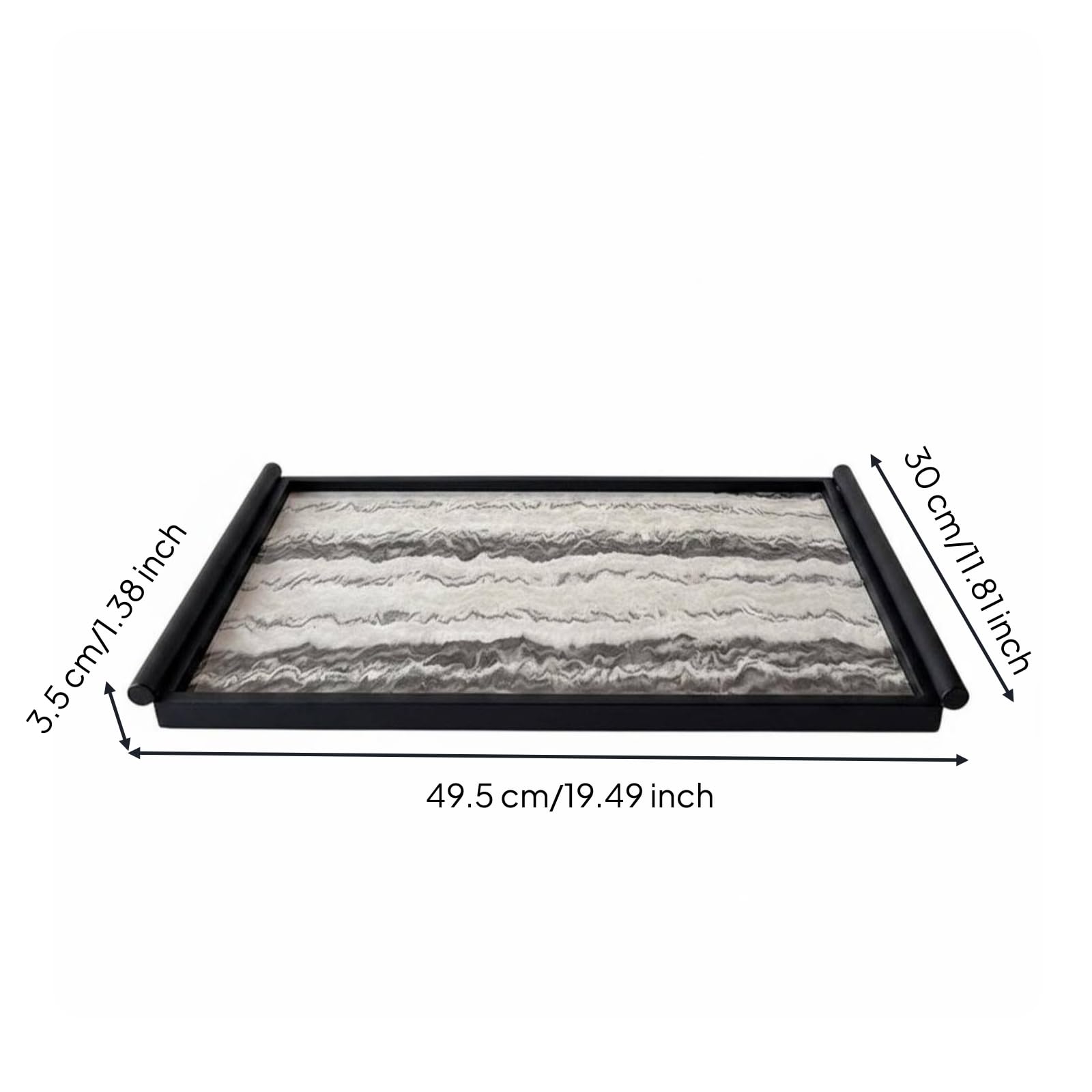 Milageto Bandeja Texturizada Decorativa Metálica Servir Centro; Acabado con Borde Oscuro Adecuada para Escritorio Consola Mesa, Grande, Bandeja Texturizada