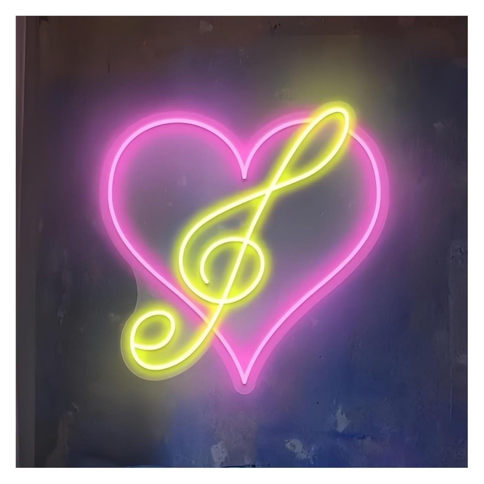 Aextroi neon Lights Sign Neon Light Decoration Heart Music for neon Sign Adjustable Brightness Note for Lights 35cmx35cm(A)