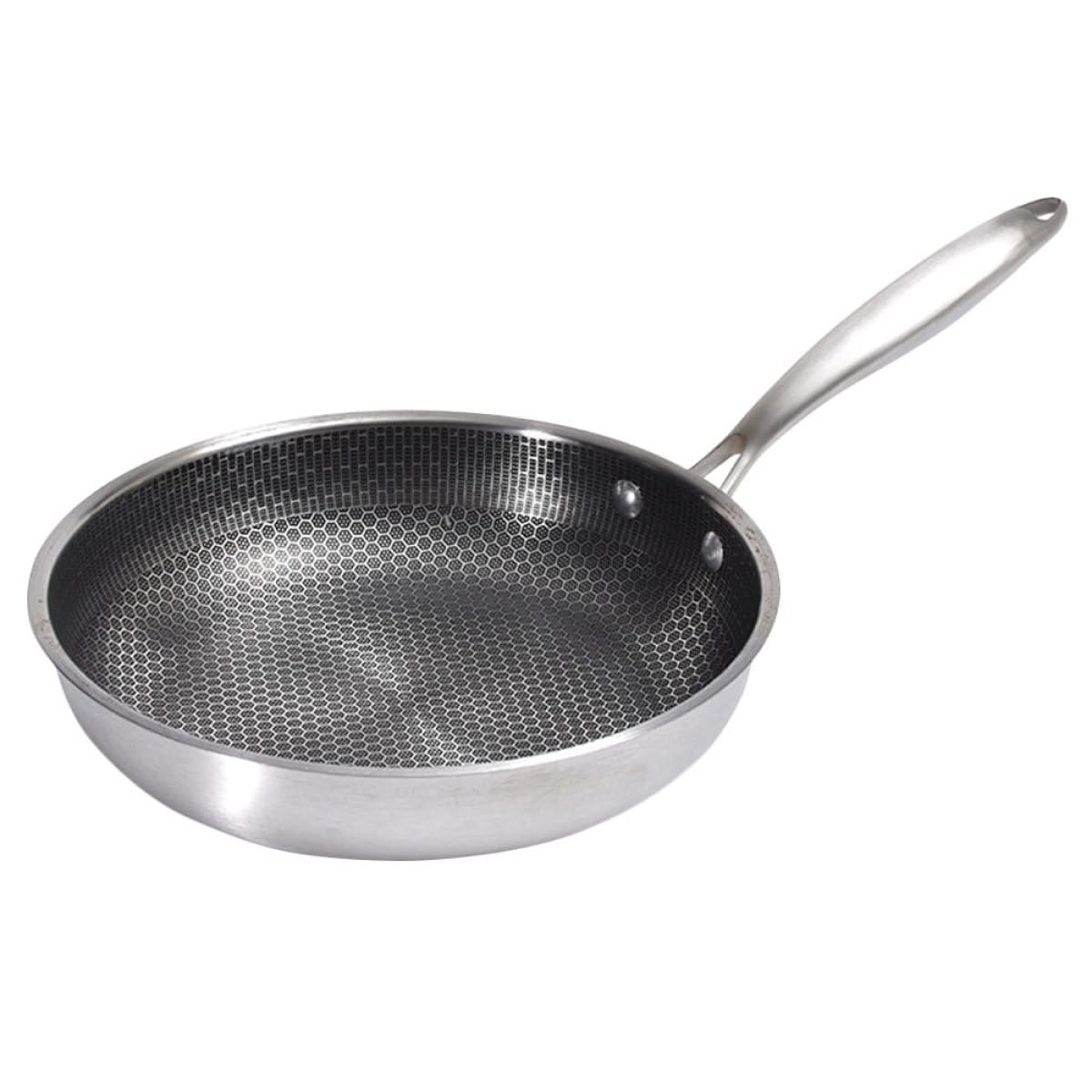 POPETPOP Padella Fondo Piatto in Antiaderente Acciaio Inossidabile e Uova Manico Ergonomico Cucina Quotidiana e Colazione