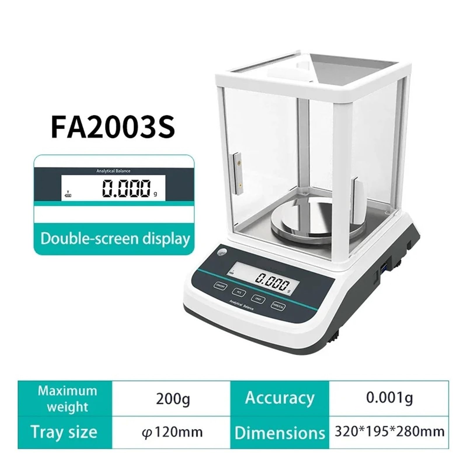 Balanza analítica digital Báscula de laboratorio Microbalanza Balanza de precisión electrónica 200 g 300 g Rango 0.001 g Resolución Respuesta Rápida(FA2003S (200g 1mg))