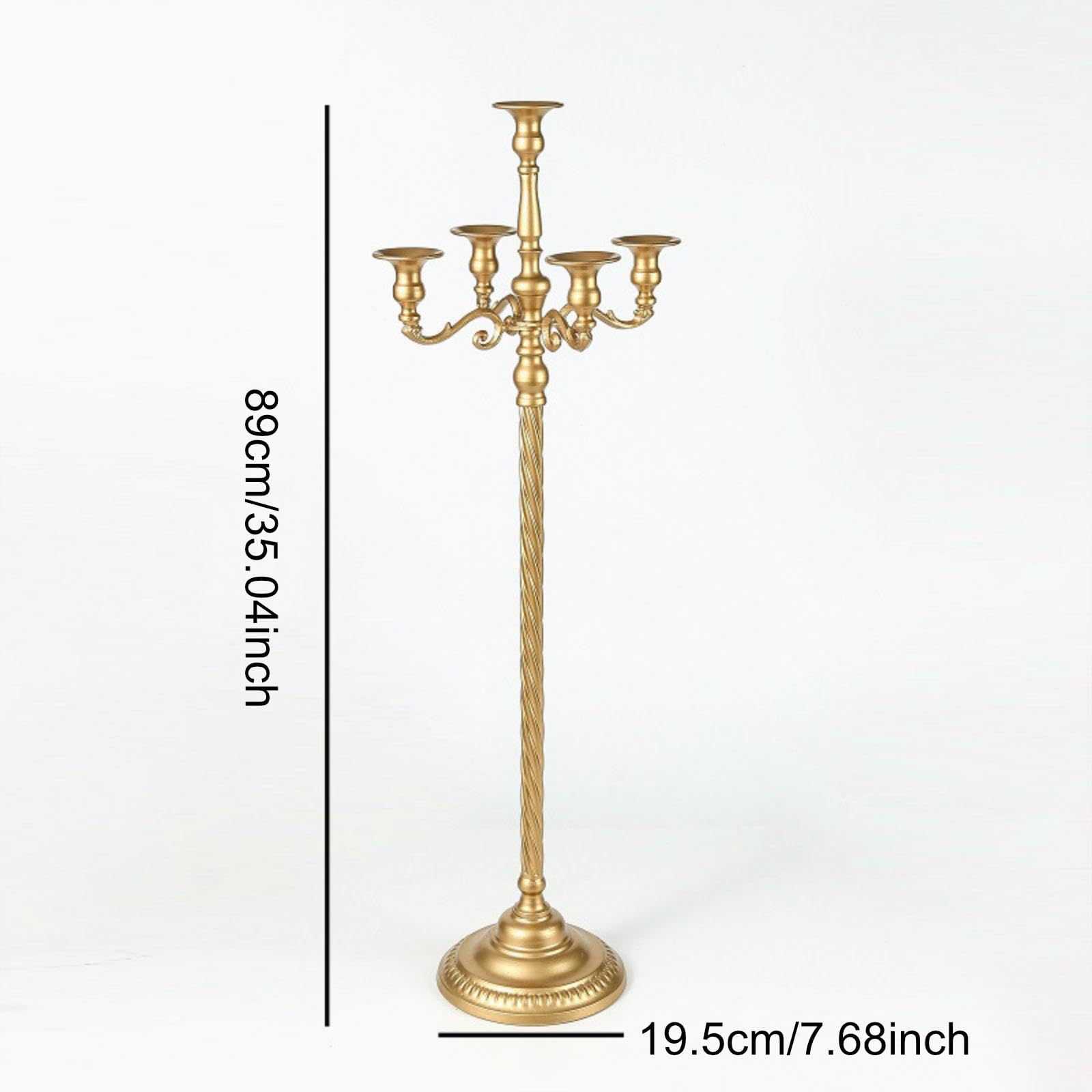 Candelabro de Pie, Adorno de Metal, Juego de 5 Candelabros para Chimenea, Sala de Estar, 19,5 cm x 89 cm
