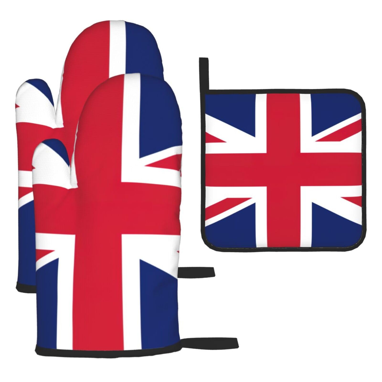 Yyoretp Black British Flag Print Oven Mitts And Potholders Bbq Gloves-Oven Mitts And Pot Holders For Cooking Baking