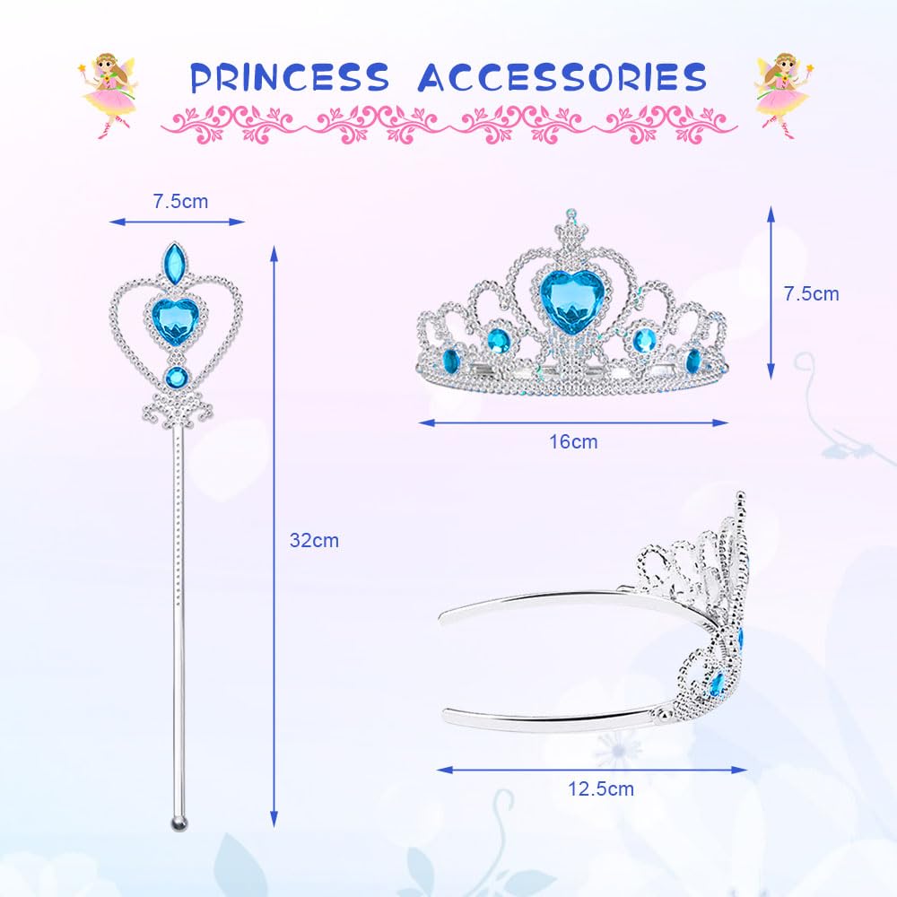 ACWOO Vestito Costume Principessa, Bambina Vestito con Mantello, Costume Vestito Bambina Principessa per Cosplay Party Halloween Natale, Carnevale Compleanno Festa