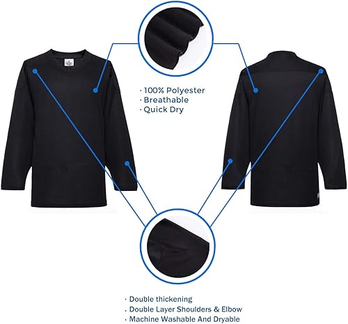 Miniatura 3 de EALER Camiseta de práctica de hockey sobre hielo en blanco de la serie H80 para hombres y niños, adultos y jóvenes