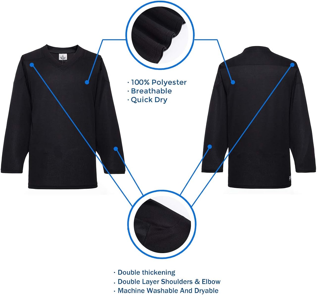 Miniatura 3 de EALER Camiseta de práctica de hockey sobre hielo en blanco de la serie H80 para hombres y niños, adultos y jóvenes