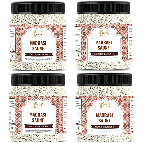 Image of Organic Nature Peppermint Fennel Seeds Madrasi saunf - White Saunf (Jar Pack) (1200 Grams (Pack of 4 of 300 Grams))