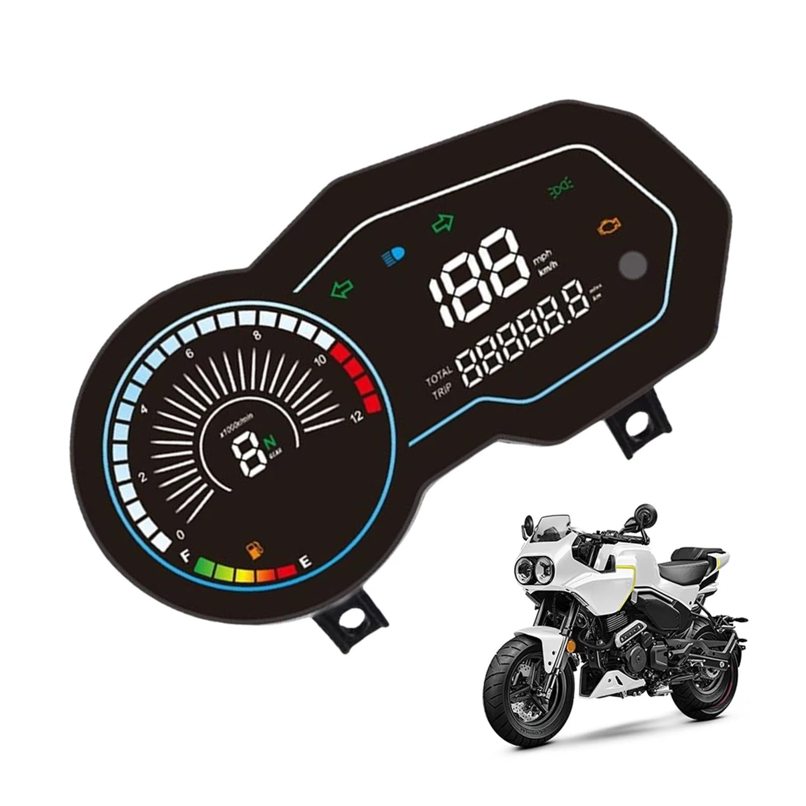 Contachilometri Digitale Per Moto, Impermeabile, Universale, Elettronico, Con Display Contagiri Per Italika 150z Indicatore