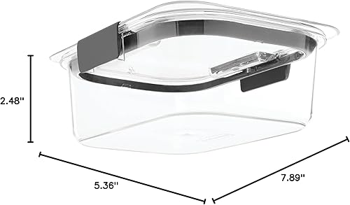 Miniatura 19 de Contenedor de almacenamiento de alimentos Rubbermaid Brilliance, plástico sin BPA, Mini, 0,5 tazas, 4 unidades, transparente, Transparente