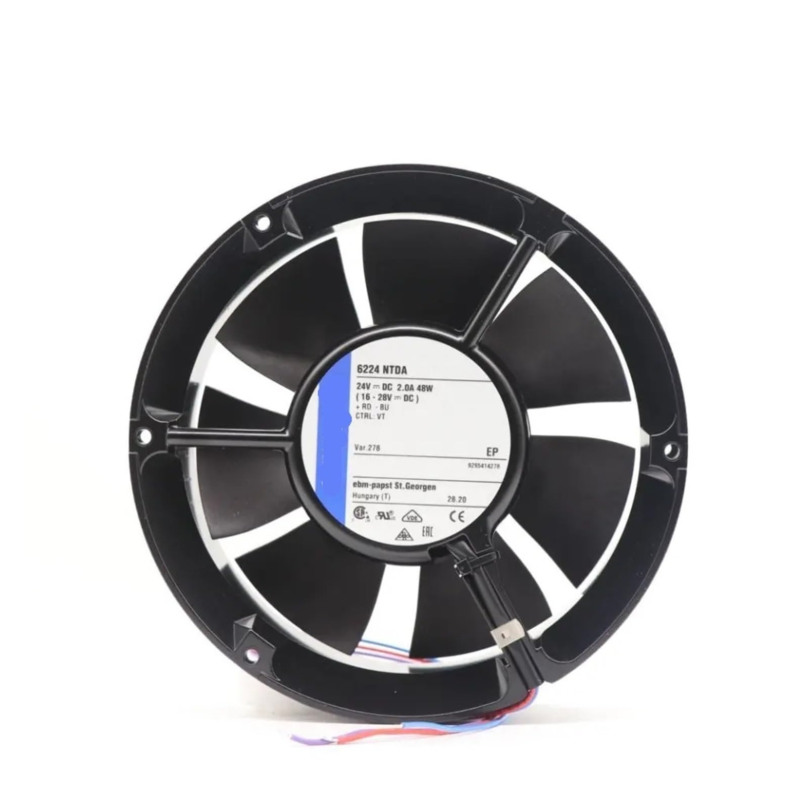 6224NTDA 48W 24V DC 172*51mm 353CFM 5100RPM Wentylator chłodzący osiowy z łożyskiem kulkowym