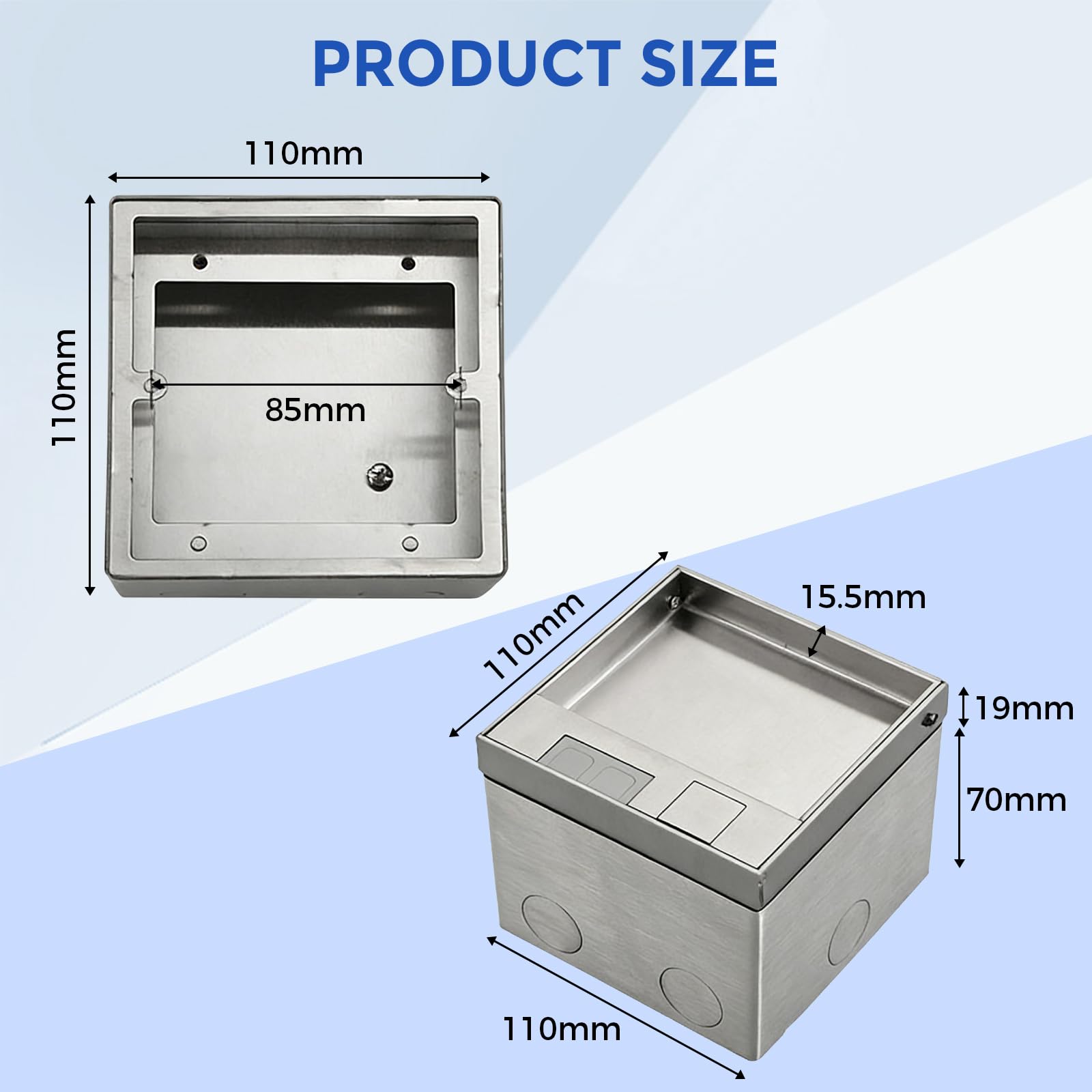 Scatola da Pavimento per Presa a Scomparsa | Set Presa 16A 4000W Acciaio Inox con Porta Rete, Esterna Impermeabile Incassabile per Uffici, Hotel, Scuole (1 Prese)