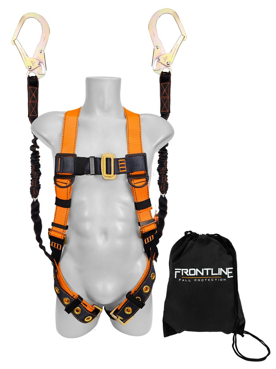 Frontline Combat™ Compliance Kit - Harness | OSHA & ANSI Compliant (6' Twin Leg Lanyard, One Size)